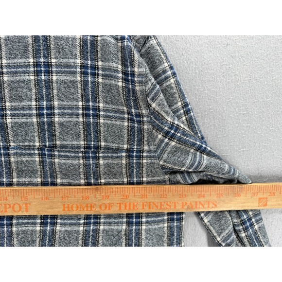 Vtg Wrangler Hero Flannel Shirt Mens Size L Gray Blue Cowboy Western Workwear - Picture 6 of 9